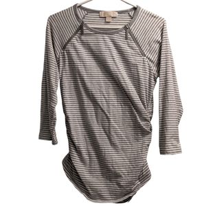Michael Kors Gray & White Striped Top M
